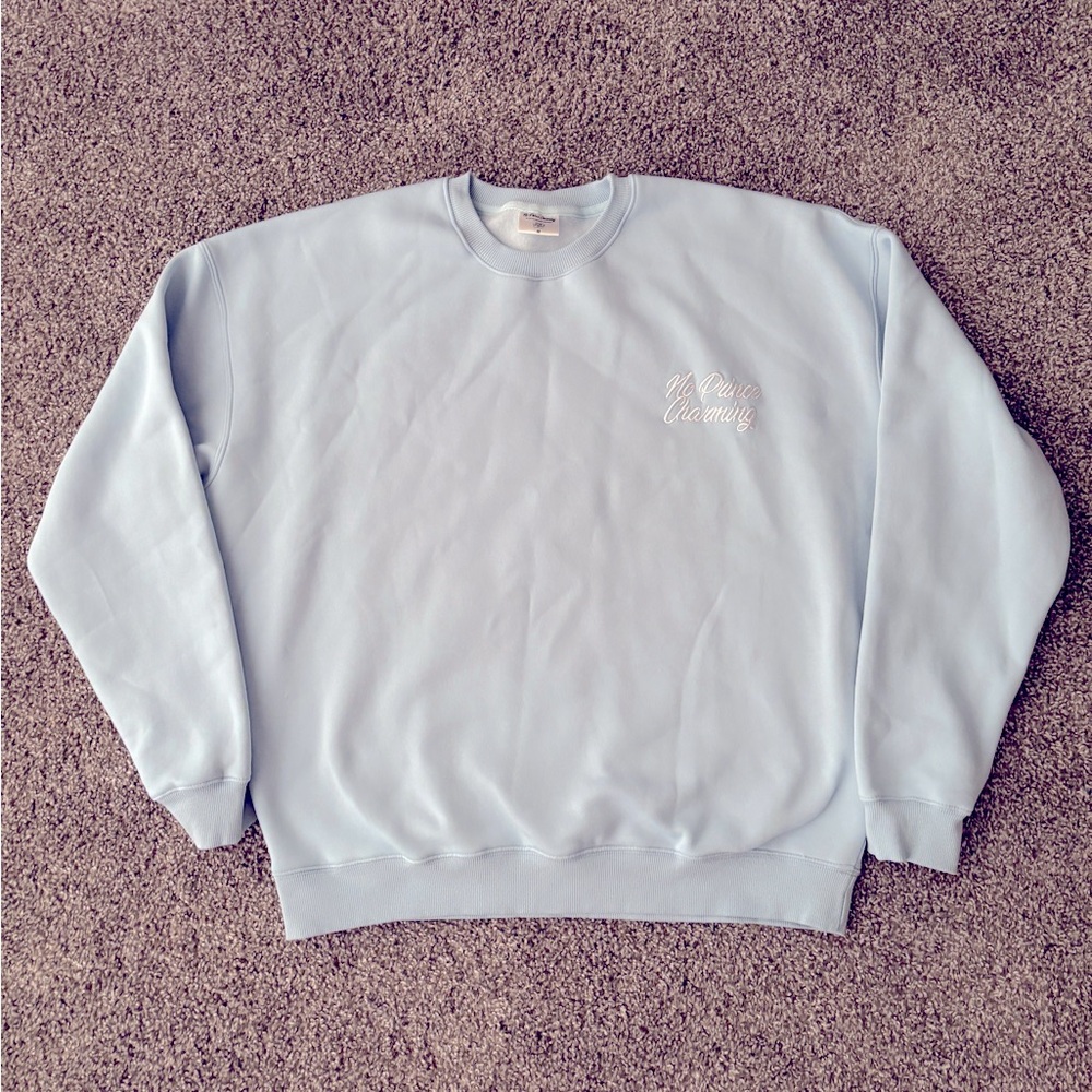 No Prince Charming Cinderella Blue Sweatshirt Sz Medium Embroidered